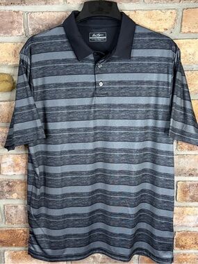 BEN HOGAN Men's Performance Gray and Black Striped Polo Shirt 90